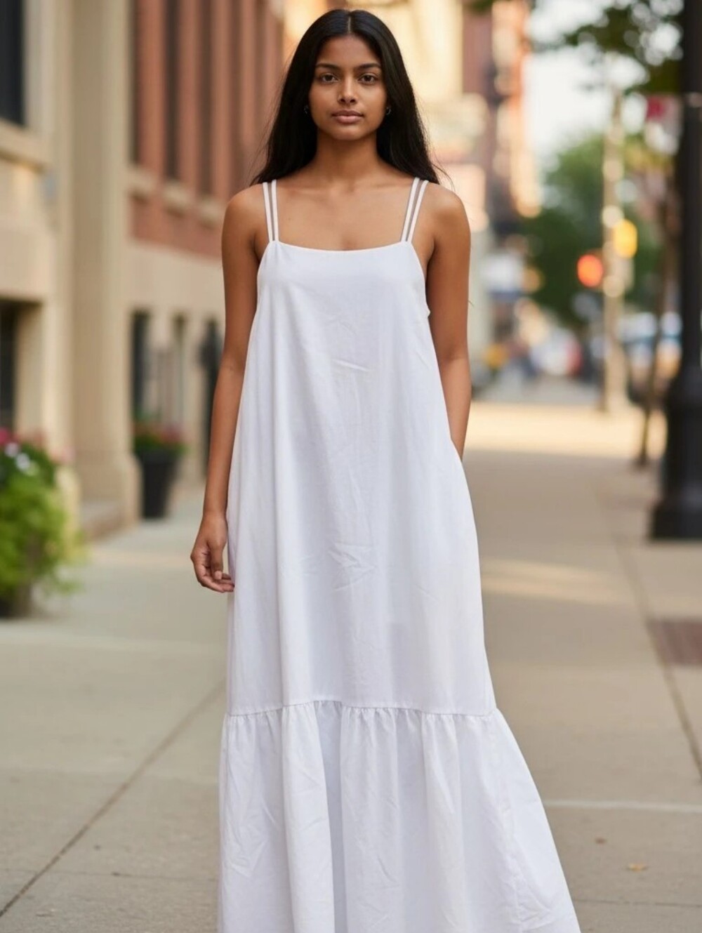 Banana Republic Maxi White Cotton Camisole Slip Dress Lined XL New